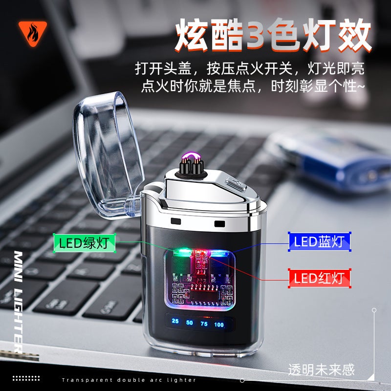 Internet Celebrous Transparent Charging Lighter Portable Outdoor Waterproof Pulse Cigarette Lighter Type-C Charging Cigarette Lighter - Image 5